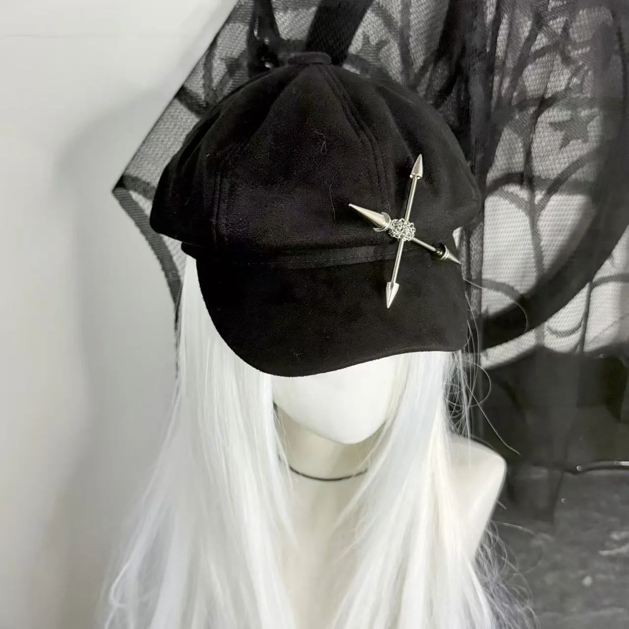 Fashion Women Subculture Hat Fashion Octagonal Hat With Rivets Hats Black Blue Ladies Beret Caps Lolita Accessories