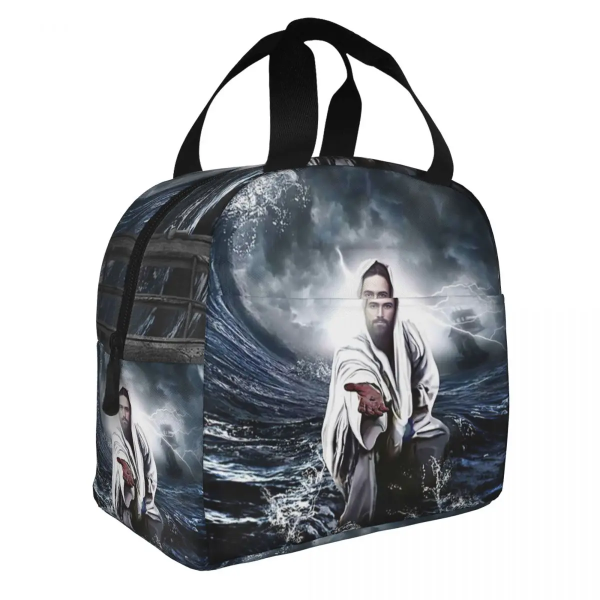 

Jesus Poster Canvas Poster Lunch Bento Bags Portable Aluminum Foil thickened Thermal Cloth Lunch Bag for Women Men Boy