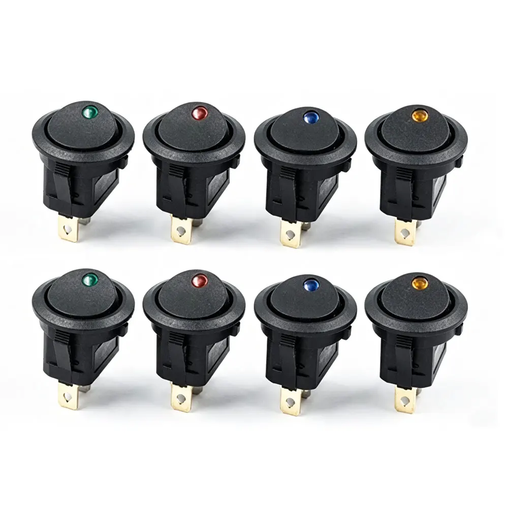 Lot de 5 interrupteurs à bascule LED 12V-24V avec lumière, ouverture 20MM, pour bateau, voiture, camion, commande marche/arrêt SPST 3 broches 2 positions, pour applications marines et automobiles