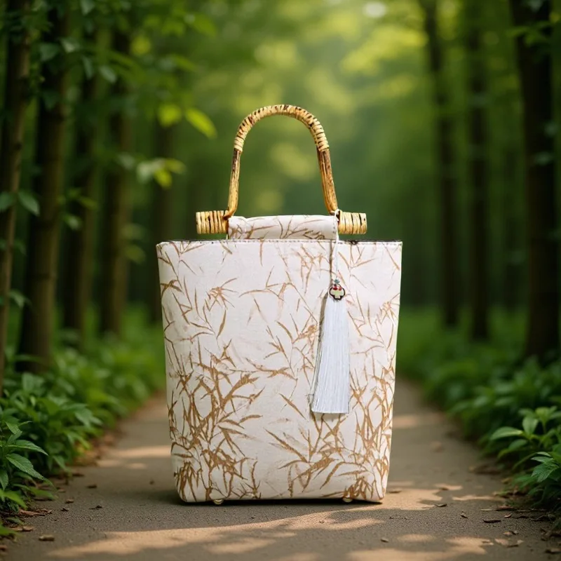 

New Lady Bags Chinese bamboo-patterned cheongsam large capacity versatile hand-carried Ethic Handbag Tote Bags women's bag c055