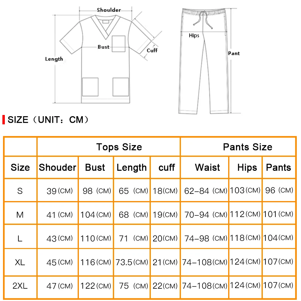 Unisex Scrub Suits Scrubs Set for Women Joggers Tops+pants Hospital Doctor Nursing Uniform V-neck Solid Color Surgical Workwear