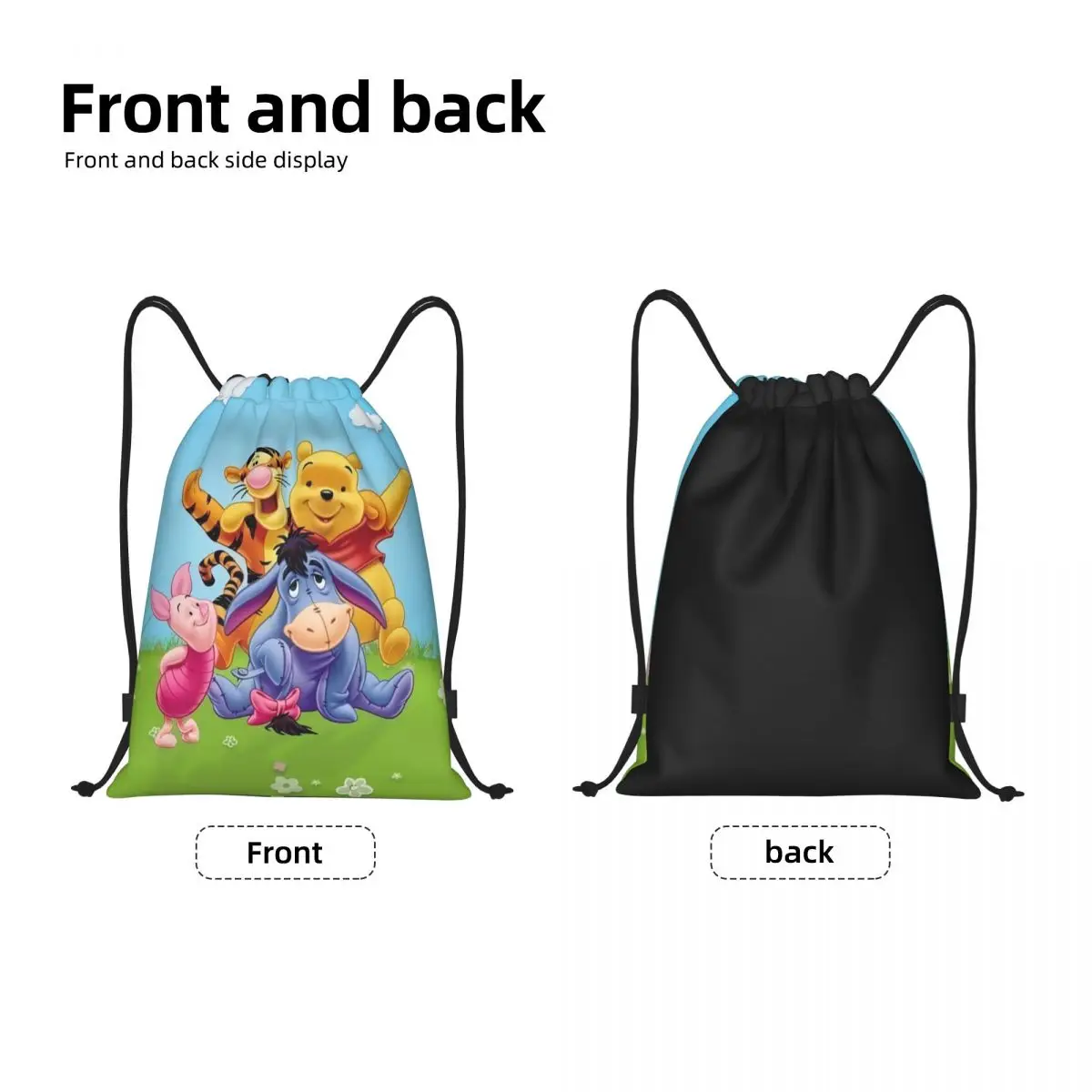 Custom Cartoon Bear Winnie The Pooh Drawstring Backpack Bags Women Men Lightweight Gym Sports Sackpack Sacks for Training