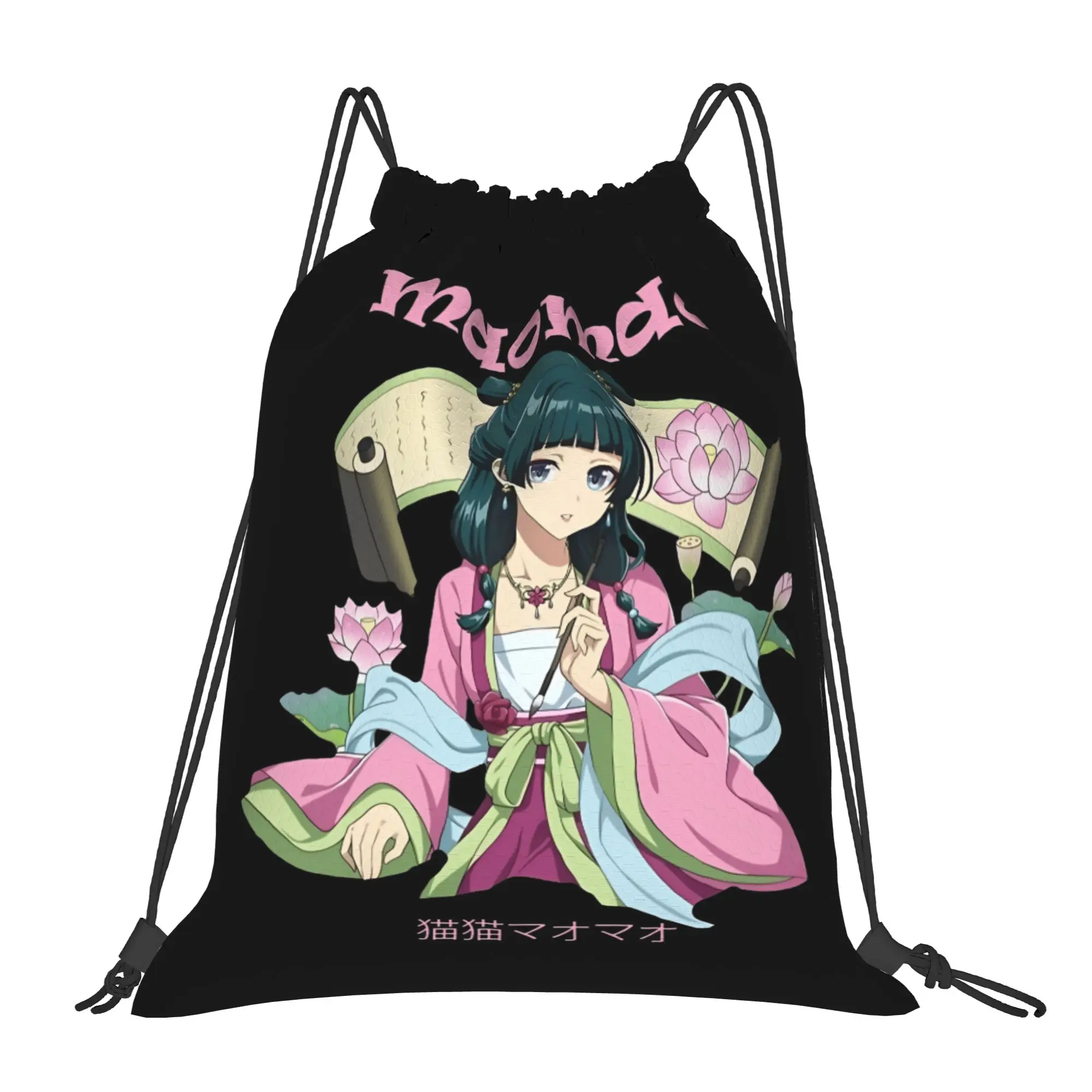 Cartoon Maomao Drawstring Bag Novel Retro Water Resistant Sackpack String Bags Couple Outdoor Beach Backpack