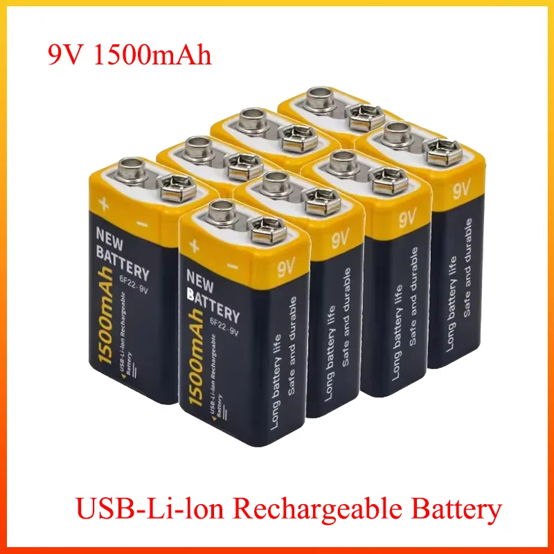 High capacity USB battery 9V 1500mAh lithium ion battery USB lithium battery for toy remote control direct sale