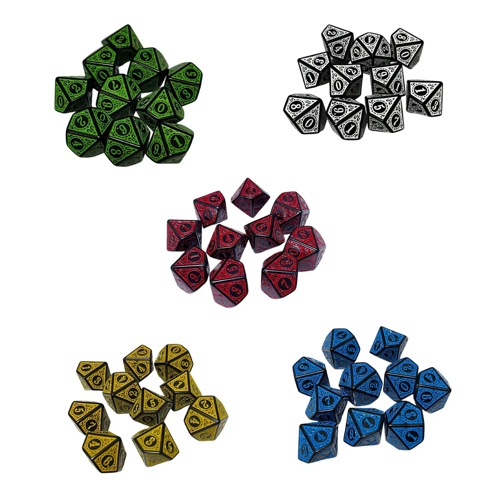 10Pcs Game Dices, Multi Sided Dices, Acrylic D10 Dices, Polyhedral Dices Set for Card Game