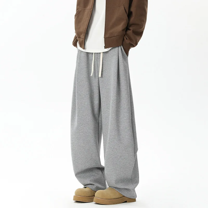 

Осень 2023, большие размеры, плиссированные однотонные спортивные штаны в американском стиле, свободные уличные повседневные спортивные штаны для мужчин и женщин, M-5X