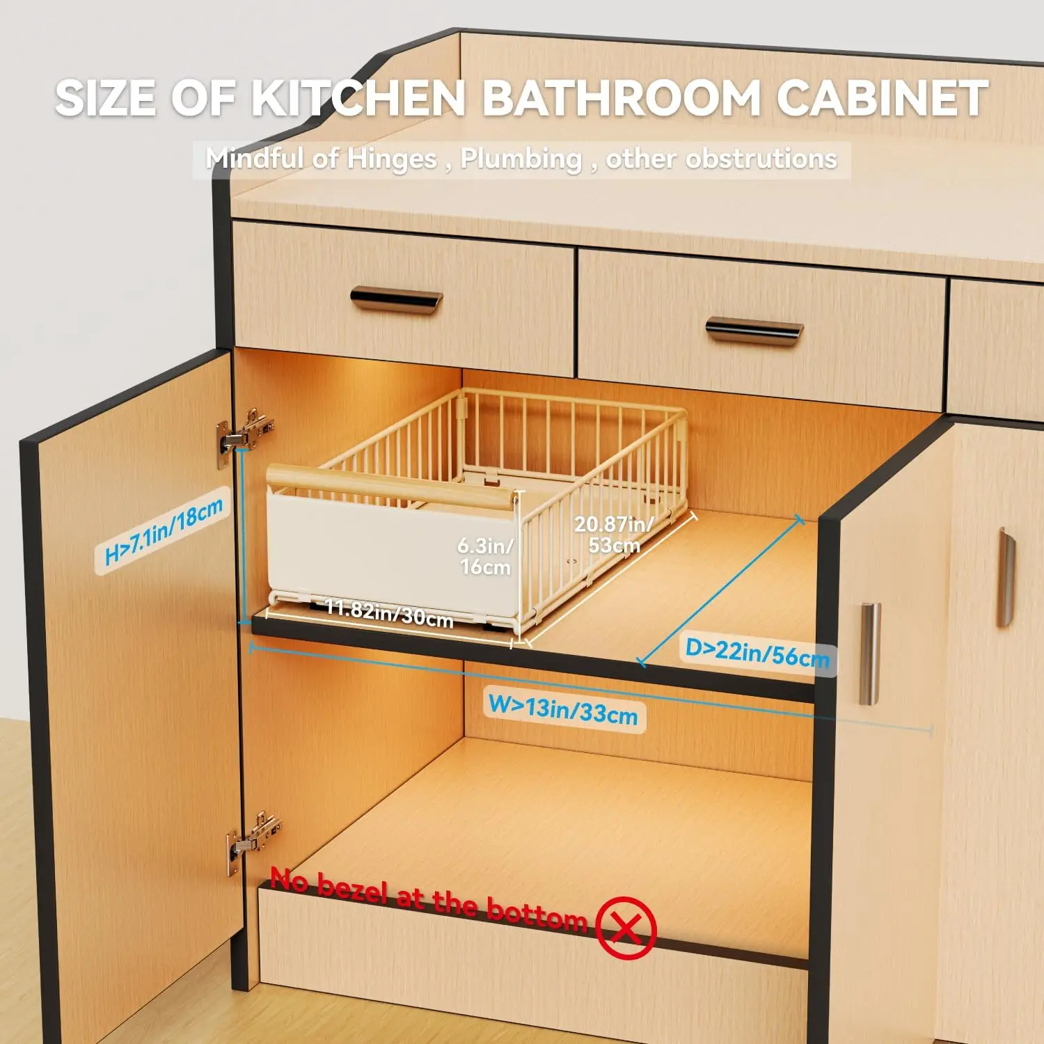 

Pull Out Cabinet Organizer:1 Pack Pull Out Drawers For Cabinets, Slide Out Kitchen Storage Box With Nano Adhesive Film And