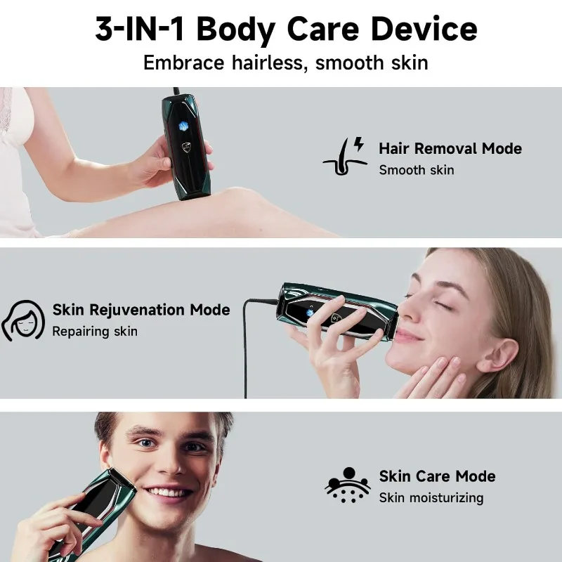 JOVS X IPL Hair Removal for Women and Men, 3-in-1 Hair Removal Device with Cooling System/Touch Screen/Unlimited Flashes