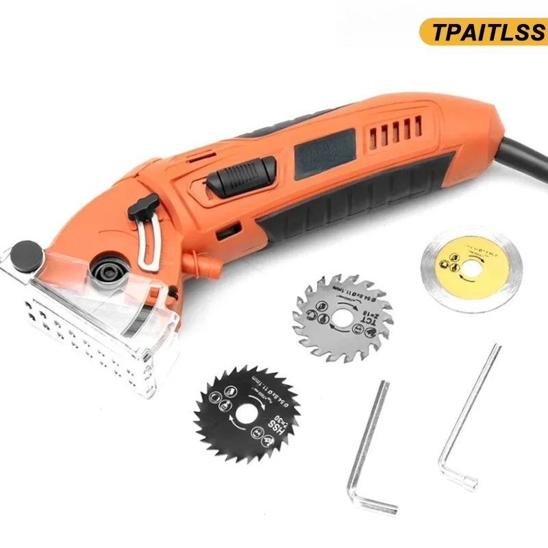 Sierra circular Comapct de 650W y 4100RPM con 3 hojas de sierra y adaptador de vacío, sierra eléctrica DIY para cortar madera y Metal