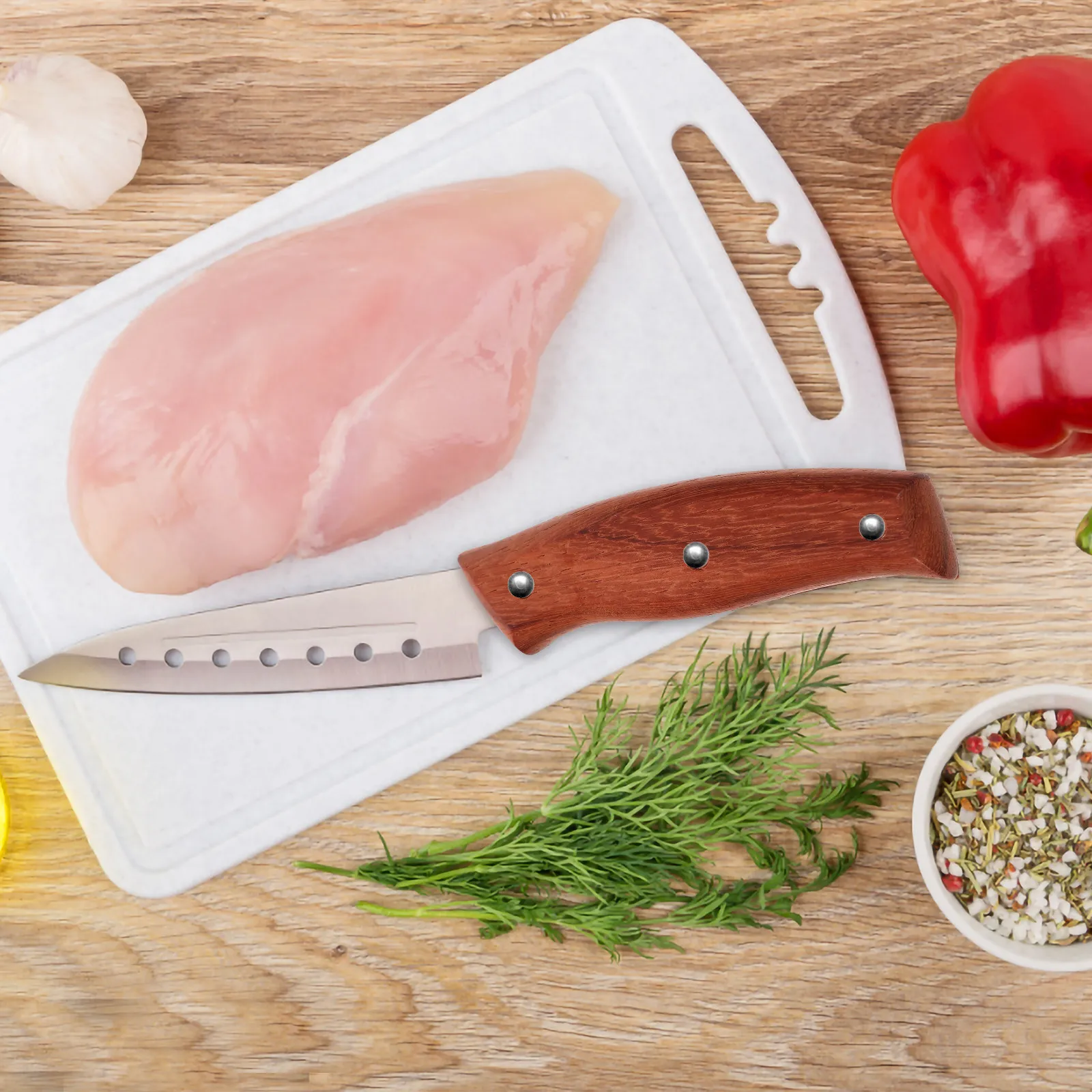 Kitchen Cutter Handle Replacement Premium Wood Iron Material Non-Slip Grip for Chopping Vegetable Cutter Home Use