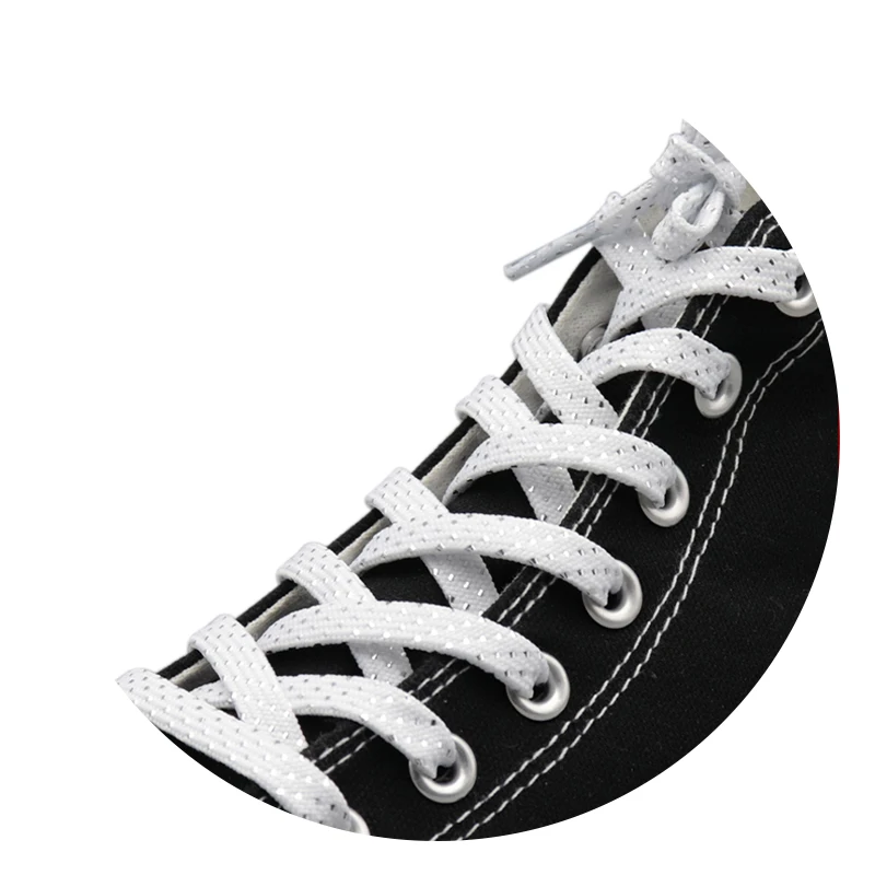 

Pretty Shoe Accessories White Black Flat Type Shoelaces Top Quality Metallic Yarn Laces for Canvas Boot DressShoe Sneaker Women