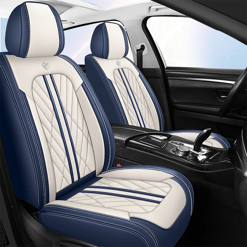 Universal fitting waterproof breathable soft Napa leather car seat cover set for cushion protection. Suitable for sedan and SUV