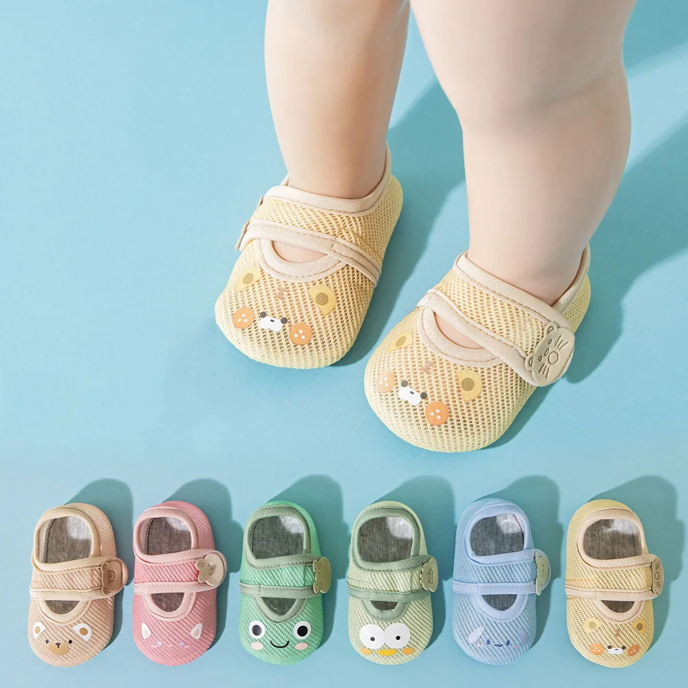 Newborn Baby Boys Girls Anti Slip Cartoon Shoes Winter Indoor Outdoor Slippers Infant Floor First Walk Shoes with Rubber Sole