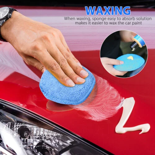 10pcs Waxing Polish Wax Sponge Applicator Pads Vehicle Glass Clean (Blue) blue waxing polish wax sponge