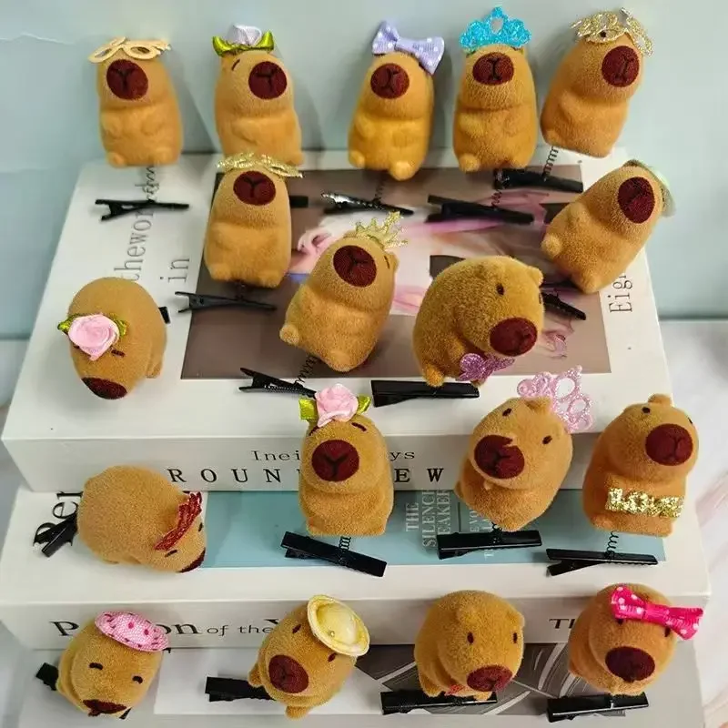 100 قطعة مشبك شعر Kawaii موضة الأطفال القوس ثلاثية الأبعاد كابيبارا الحيوان أفخم دبوس الشعر مضحك نمط منقار البط كليب غطاء الرأس الهدايا