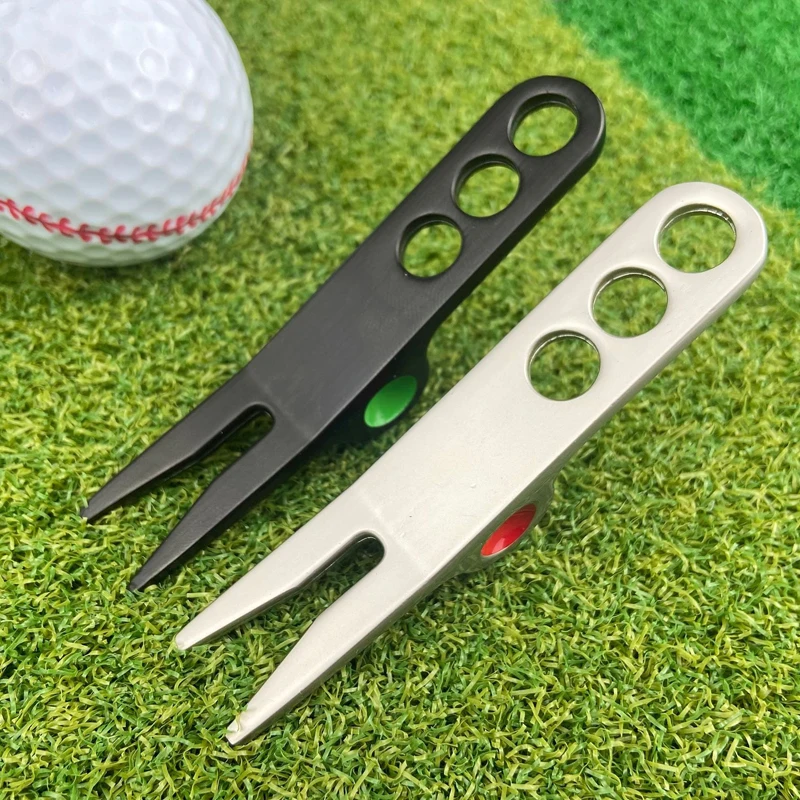 1 Pcs Golf Divot Tool Zinc Alloy Silver Black Golf Divot Repair Tool Golf Accessories Training Aids Custom Golf Fork