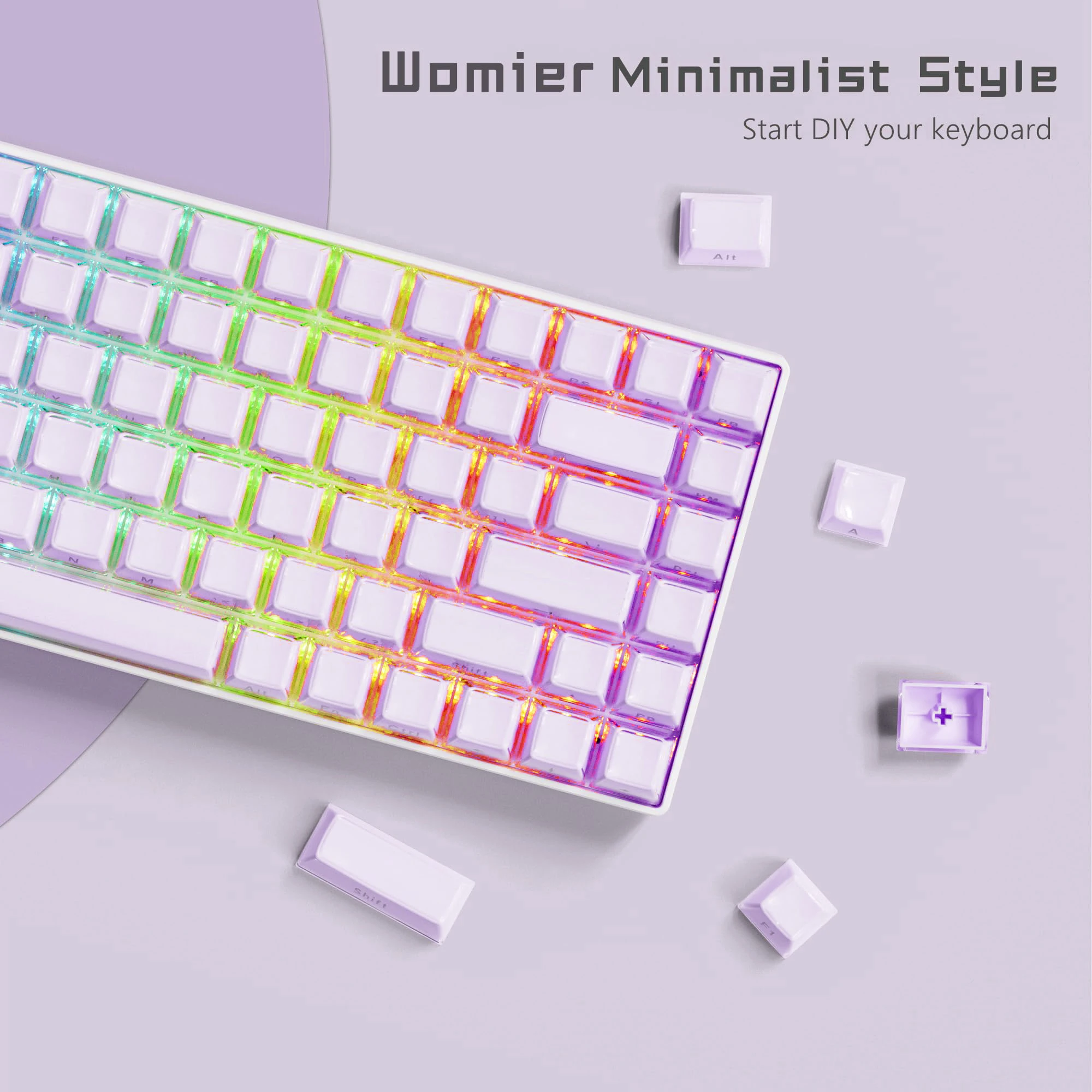 Imagem -05 - Teclas Roxo Geléia Impressão Lateral Keycap Cristal de Gelo Translúcido Perfil Oem Tampa Chave para Cereja mx 61 68 104 Teclado Mecânico 113