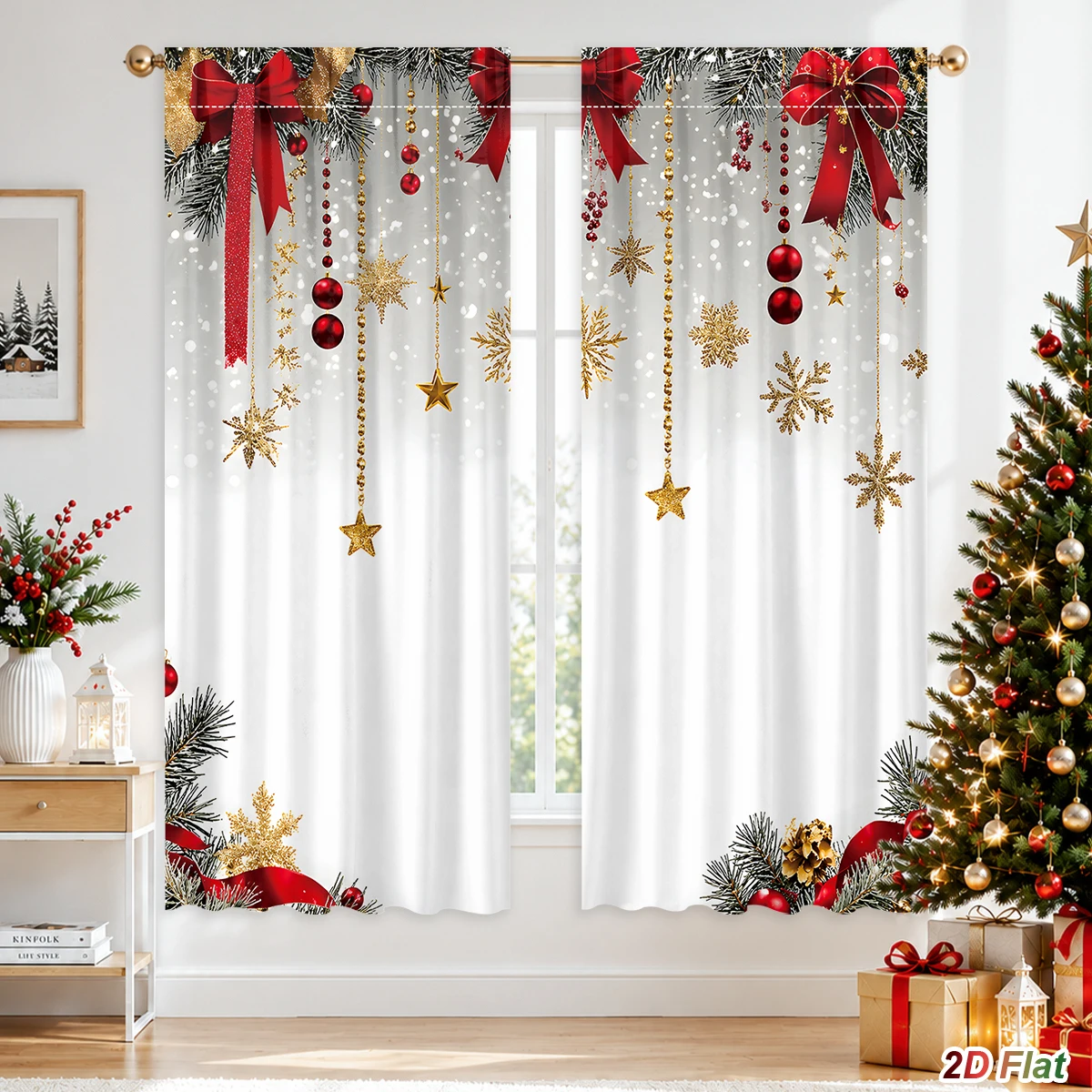 Christmas Curtains Merry Christmas Decor for Home 2026 Xmas Festive Garland Curtains Navidad Natal New Year 2027 Party Supplies