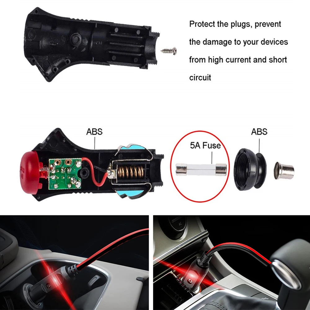 12V 24V 60W Car Cigarette Lighter Extension Cord 3.0M Socket Styling Charger Cable Female Socket Plug Car Accessories