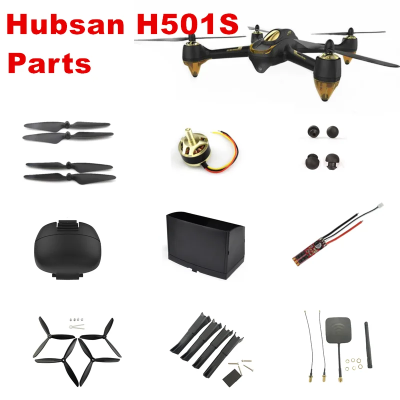 Spare Parts For Hubsan X4 H501S RC Drone H501C H501A Accessories Propeller Battery Cover Brushless Motor ESC Screws Landing Skid