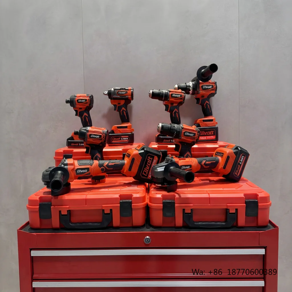 Qivolt 18V/20V Brushless Cordless Power Tool Set - Drill, Impact Wrench, Grinder, Impact Driver, with 2 Batteries & Charger