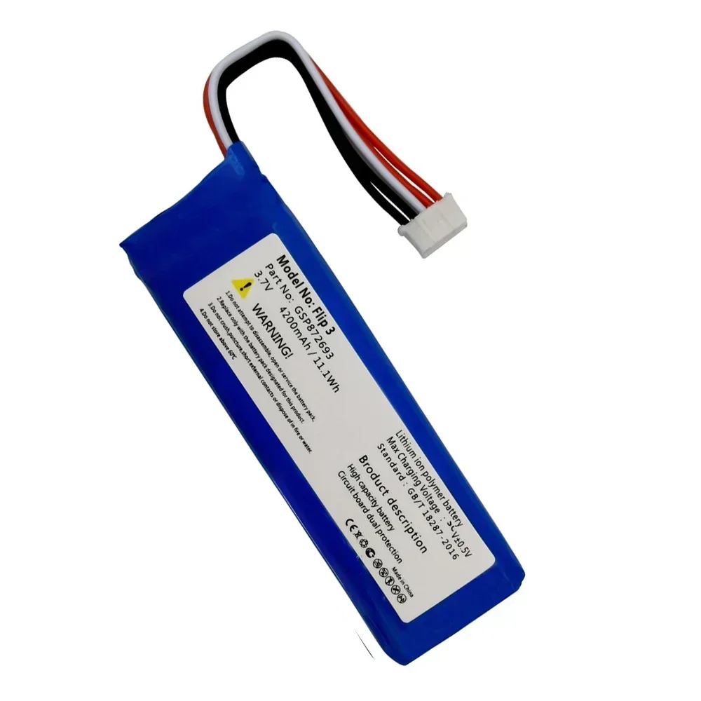 3.7V 4200mAh/11.1Wh GSP872693 P763098 03 Rechargeable Lithium Polymer Battery For JBL Flip3 Flip 3 Wireless bluetooth speaker