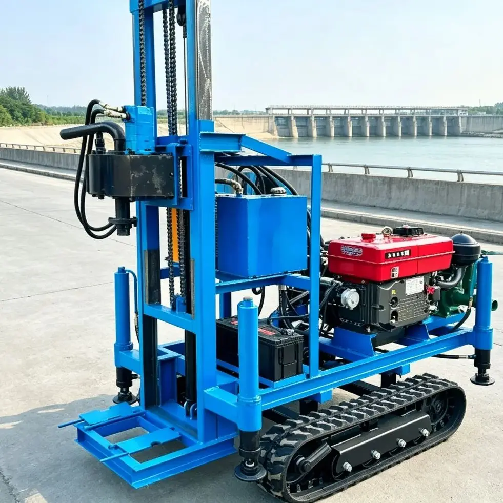Customized Movable Crawler Water Well Drilling Rig, Rubber‑Track Drilling Equipment for Rural Mountain Regions
