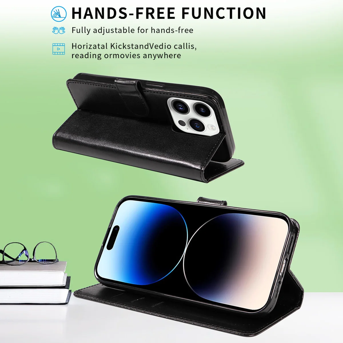 High Quality Faux Leather Phone Case for IPhone 14 13 11 Pro Pro Max Plus Mini Card Slot Clamshell Case,Wallet Function image 6