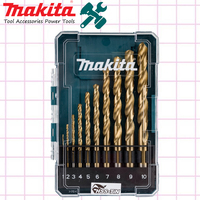 Makita D-72849 High Speed Steel Bit Set 10Pcs Straight Shank Wood Metal Twist Drill Bits Power Tools Accessories