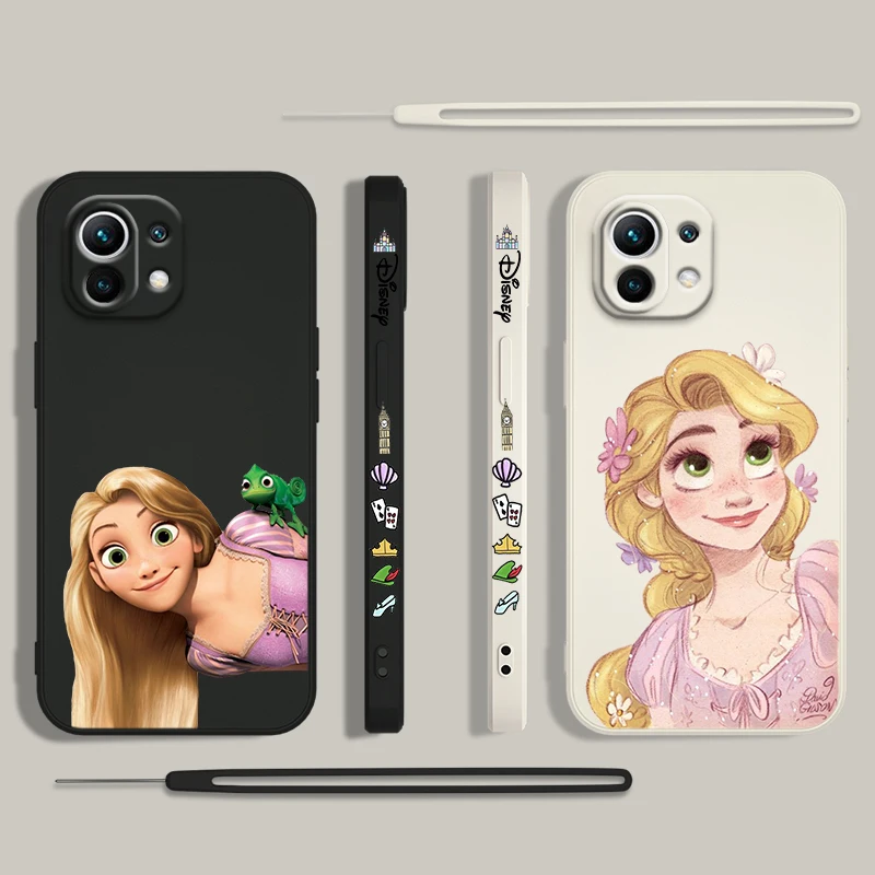 Tangled Disney Princess Phone Case For Xiaomi 14 13 12 11 10 T Pro Ultra Lite 5G Liquid Left Rope 5G Soft Cover