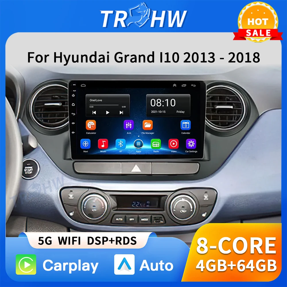 

9" Car Radio For Hyundai Grand i10 i 10 2013 2014 2015 2016 2017 2018 Android13 Carplay Auto Multimidia Video Player Head Unit