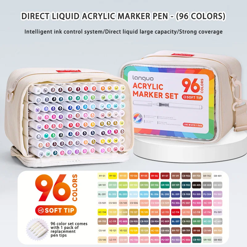 Languo 9 stks/doos Zachte Borstel Acryl Marker Pen Set, DIY Handgetekende, Verf Art Markers pennen, Student Graffiti Acrylverf Pennen, M720