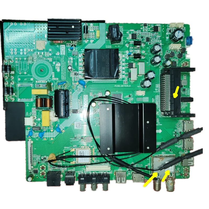 

P150-2874V6.0 4K WiFi network TV motherboard 4 core 1.5G+8G working good NO PFC 72--82v 600ma