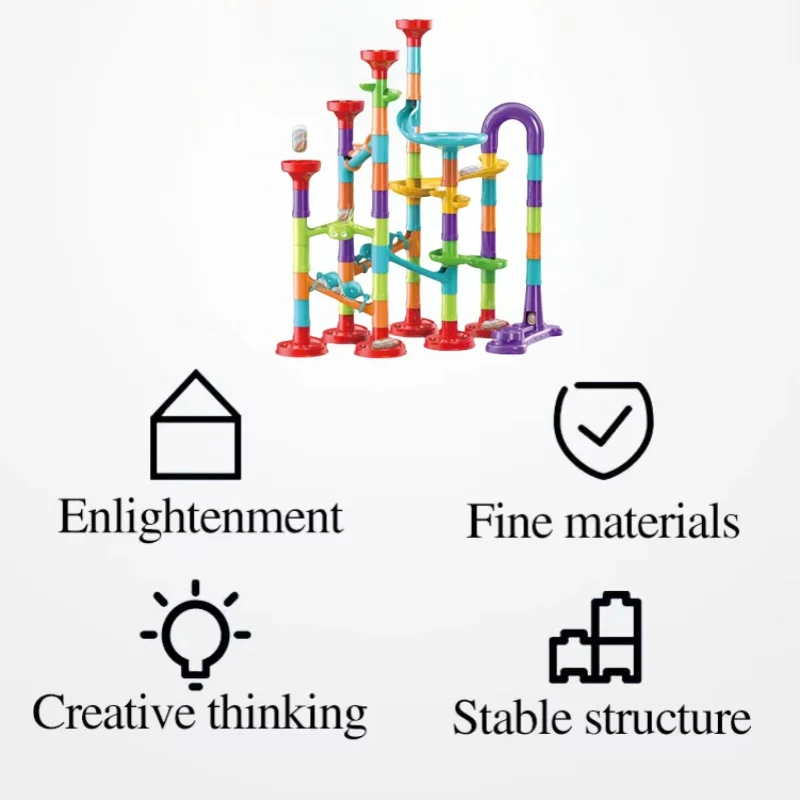 Marbles Run Catapult Track Building Blocks สไลด์ลูกปัดของเล่นเพื่อการศึกษาเด็กของขวัญ Race Balls ของเล่น Marble Track Race ชุด
