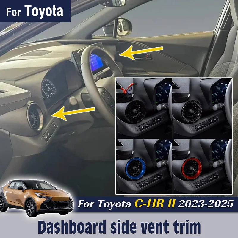 トヨタ-c-hr-chr-ii-2023-2024-2025-車用-ダッシュボード-サイド-エアコン吹き出し口-トリム-装飾フレーム-インテリア