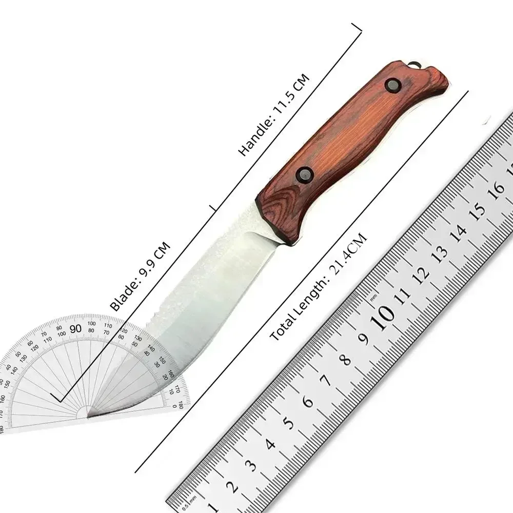 BM 15002 With Leather Sheath Straight Knife CPM-S30V Blade Wood Handle Outdoor Hunting Survival EDC Camping Tactical Tool Knives