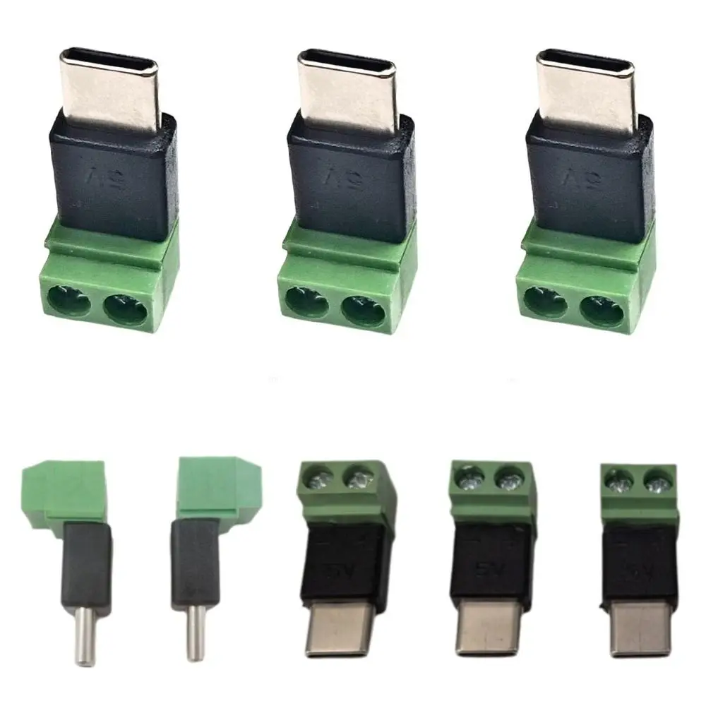 Type C Male 5V to 2 Pin USB C to 2Pin Terminal Adapter Solderless Plug Cannot Data Transfer Crimp Terminal Block