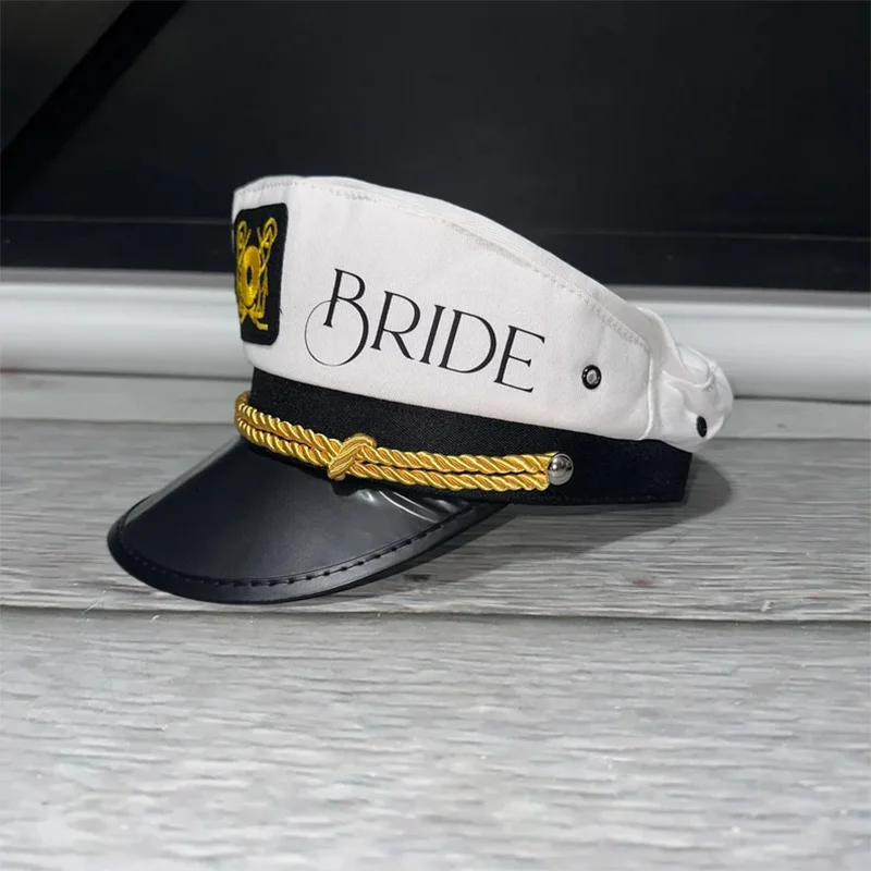 Nauti Bride groom captain hat Nautical Sailor Sail boat yacht skipper wedding Bachelor Bachelorette Party couple honeymoon Gift