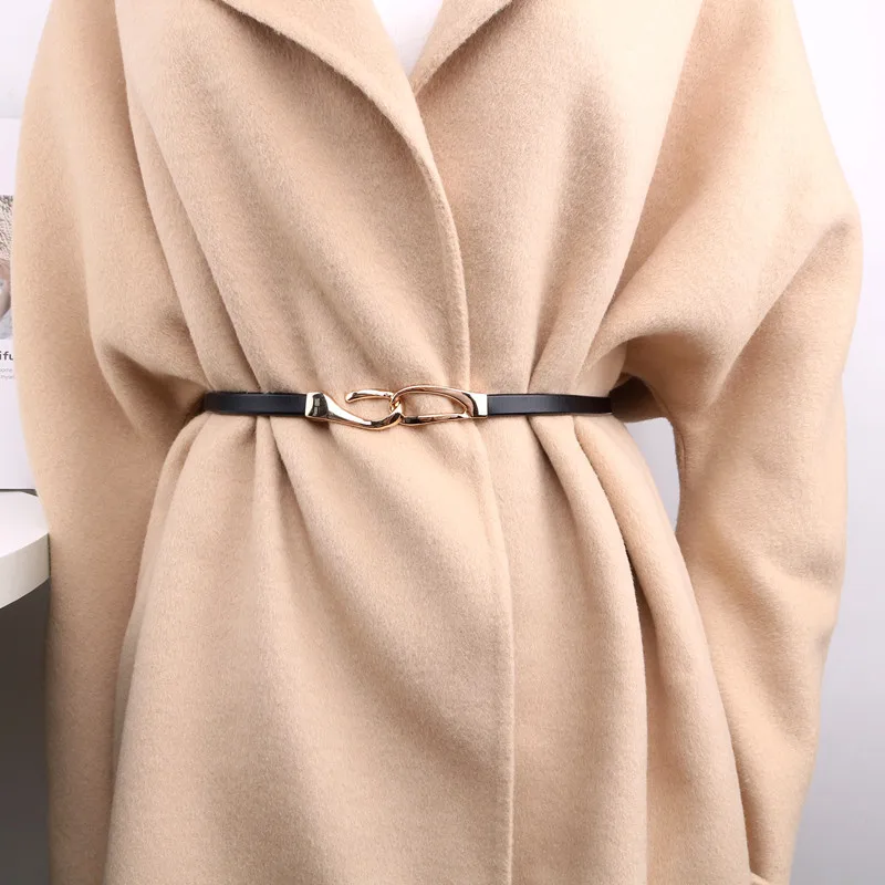

Women's fashion genuine leather decorative thin belt dress coat accessories belt