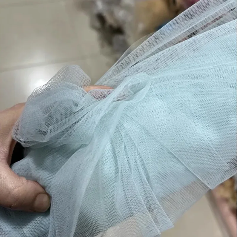 Soft Tulle Fabrics Wedding Celebration Curtain Clothing Sage Green Blue Yellow Mesh Layout Chair Back Yarn Encryption Veil