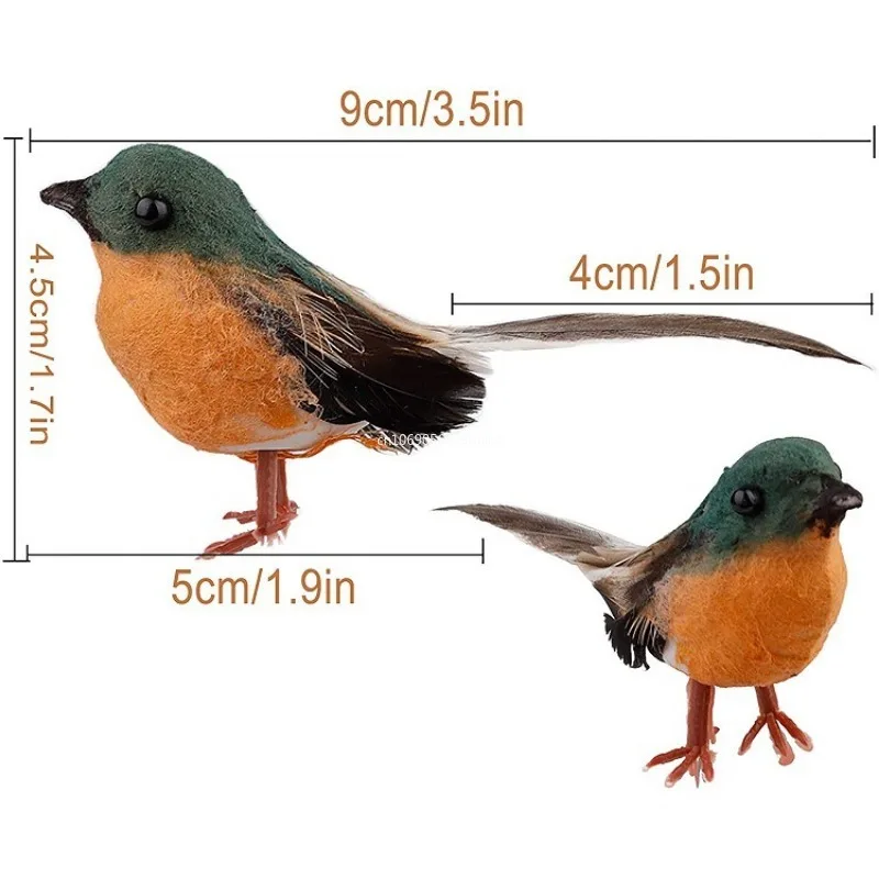 Robin Bird Decoration Artificial Feather Bird Craft Ornament Simulation Little Robin Bird Outdoor Garden Ornaments Decoration - Image 6