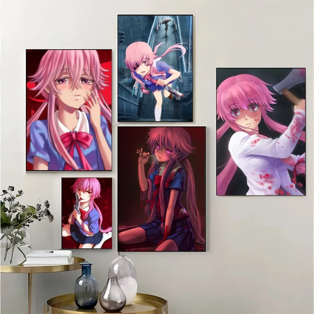 1pc Anime M-Mirai Nikki Self-adhesive Art Poster Waterproof Paper Sticker Coffee House Bar Room Wall Decor