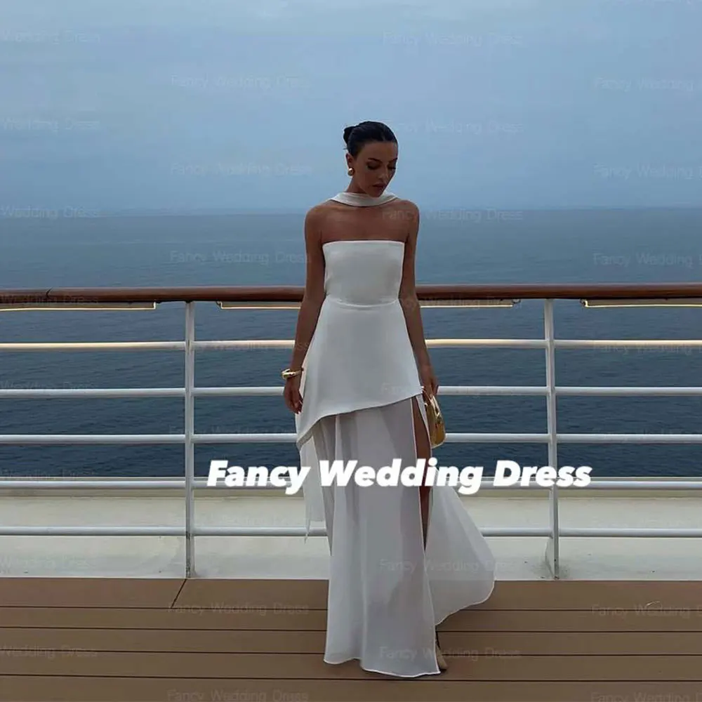 

Необычное элегантное вечернее платье без бретелек Саудовская Аравия А-силуэта Мягкие атласные свадебные платья длиной до пола Вечерние платья по индивидуальному заказу