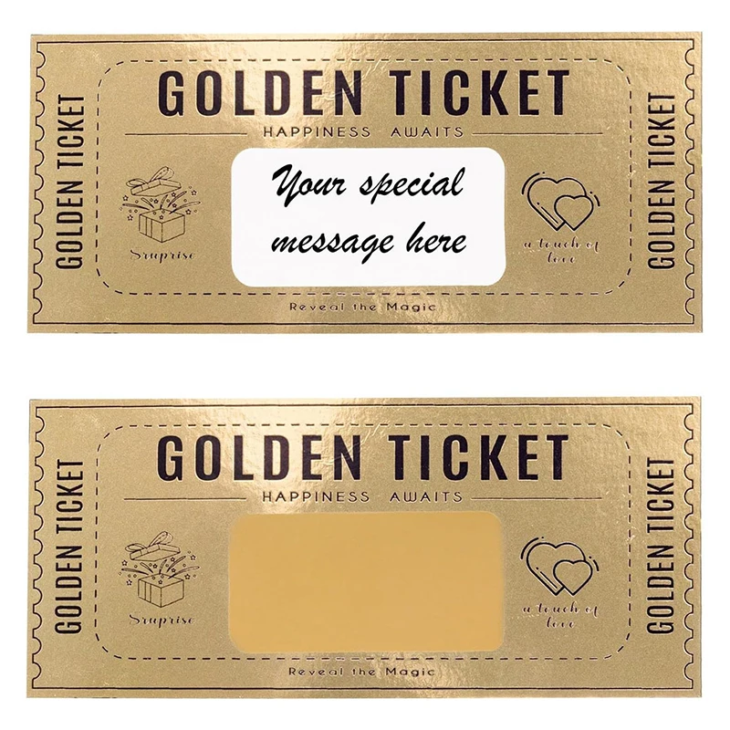 1Set Deluxe Golden Ticket Surprise Scratch Off Card Christmas Surprise Reveal Card Scratch Off Ticket Surprise Gift Raffle Gift