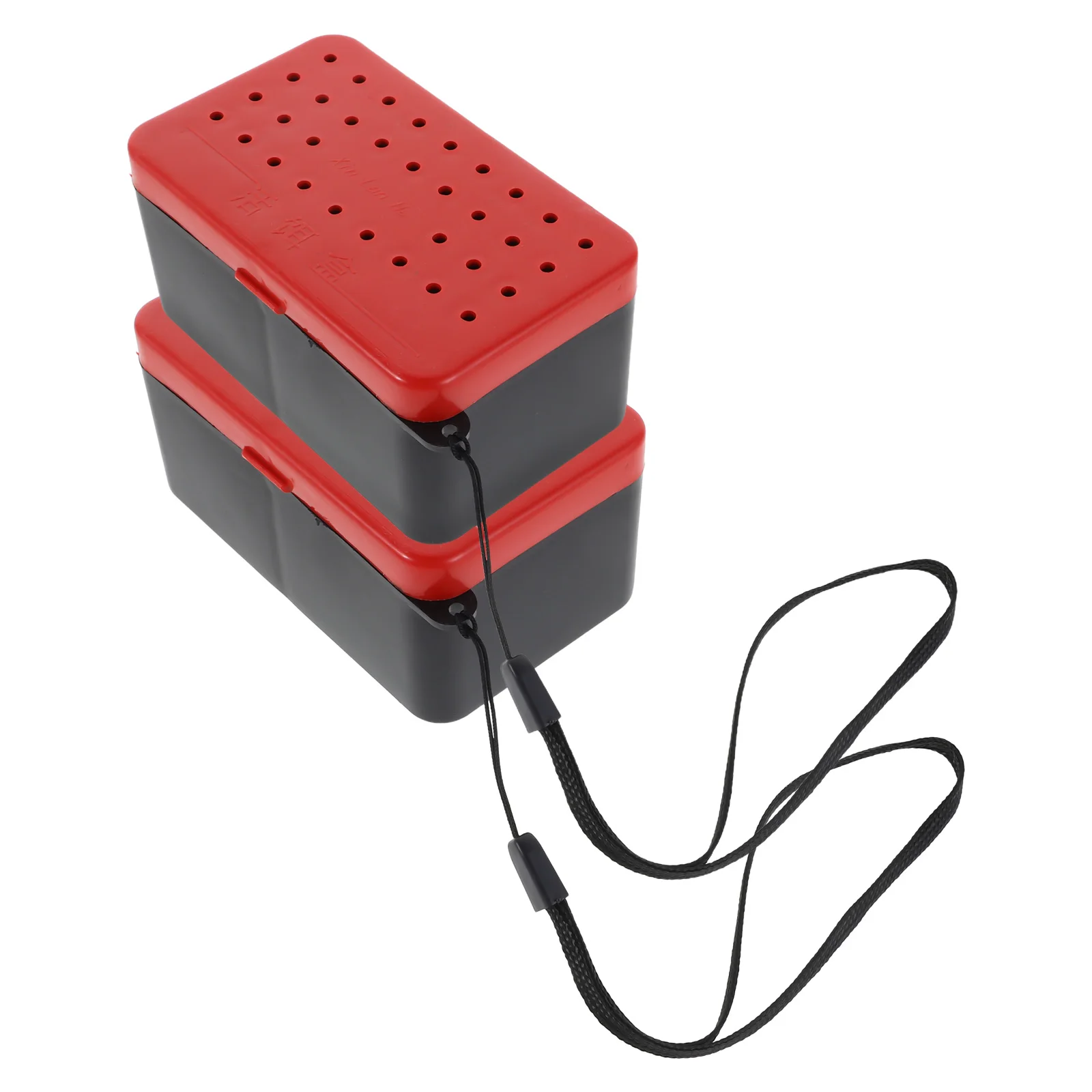 

2 Pcs Fishing Red Worm Box Accessories Container Plastic Insulated Bait Bucket