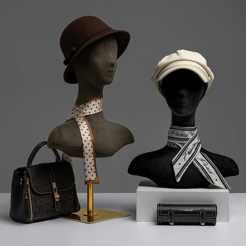 Female Mannequin Head with Bust For Jewelry Display Shoulder Model Stand Hat Wig Scarf Bracket