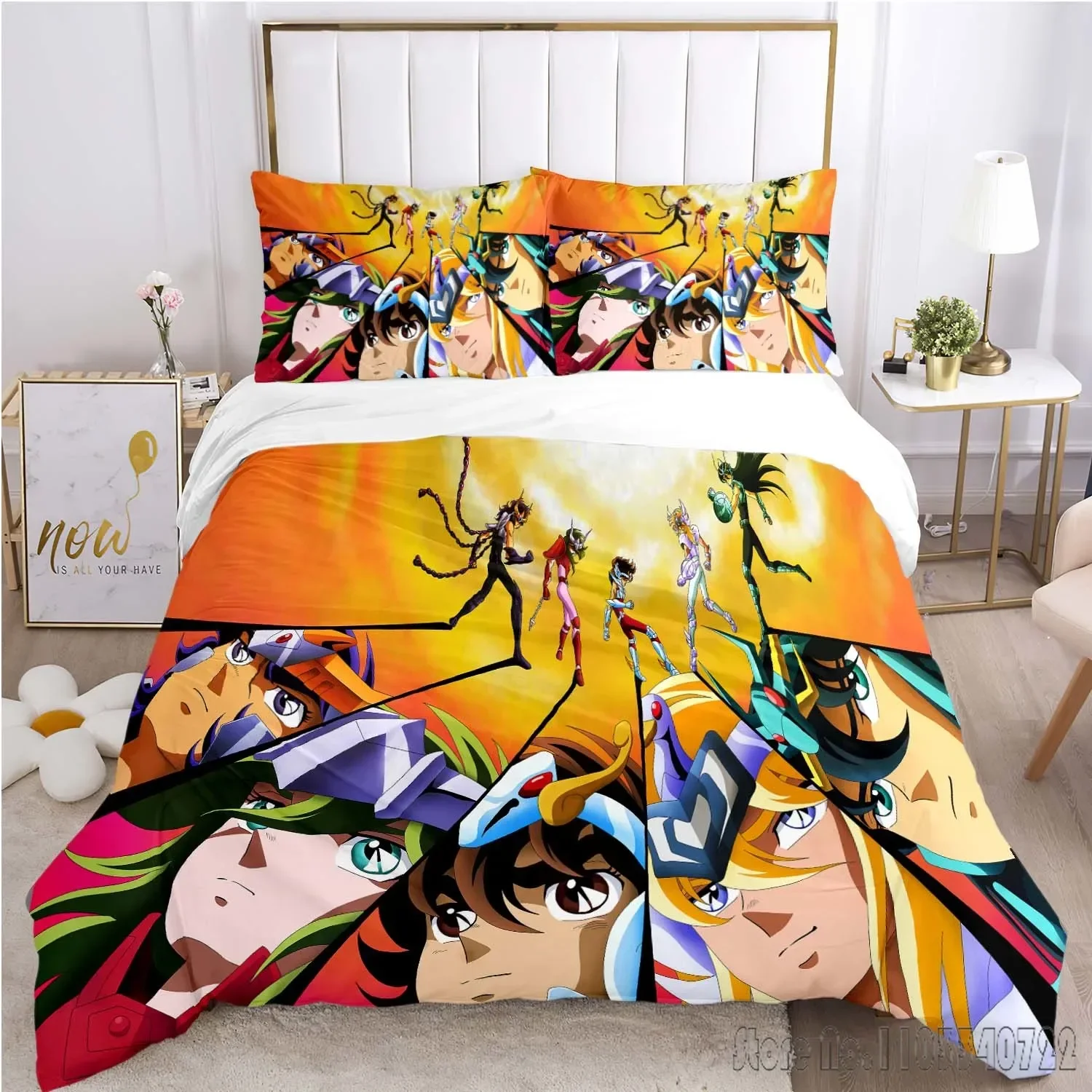 Admire Saint Seiya Pattern Cartoon Duvet Cover Set HD Comforter Cover for Kids Bedding Sets Bedclothes Bedroom Decor