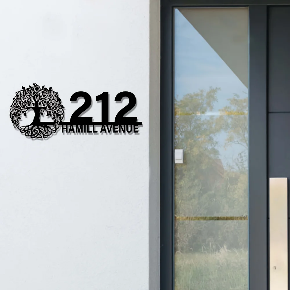 Exclusive Customizable Metal Sign Personalized Tree - Shape Durable Matte Finish Easy Install Ideal for Home Garden Restaurant