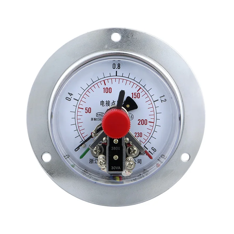 4 Inches 100mm Flange Type Gas Liquid Pressure Measurement 1.6% Custom Electric Contact Pressure Gauge