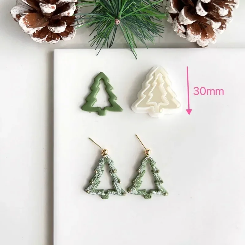 Christmas Tree Earring Jewelry Pendant Clay Cutters DIY Soft Pottery Earring Clay Making Tools Lucky Garland Earrings Clay Molds